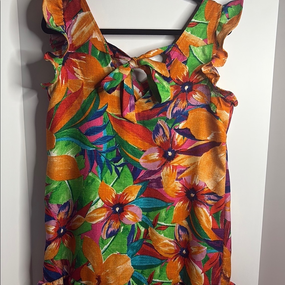 Cocomo Vibrant Floral Women's Dress - Orange, Green, Purple - Picture 6 of 10